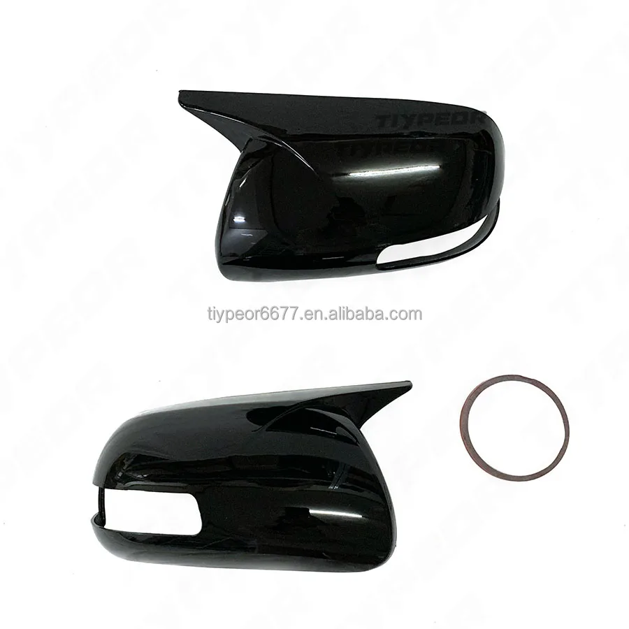product glossy black side rearview mirror cover for toyota corolla 2007 2013 ox horn carbon fiber cap protector mirror replacement cover-4