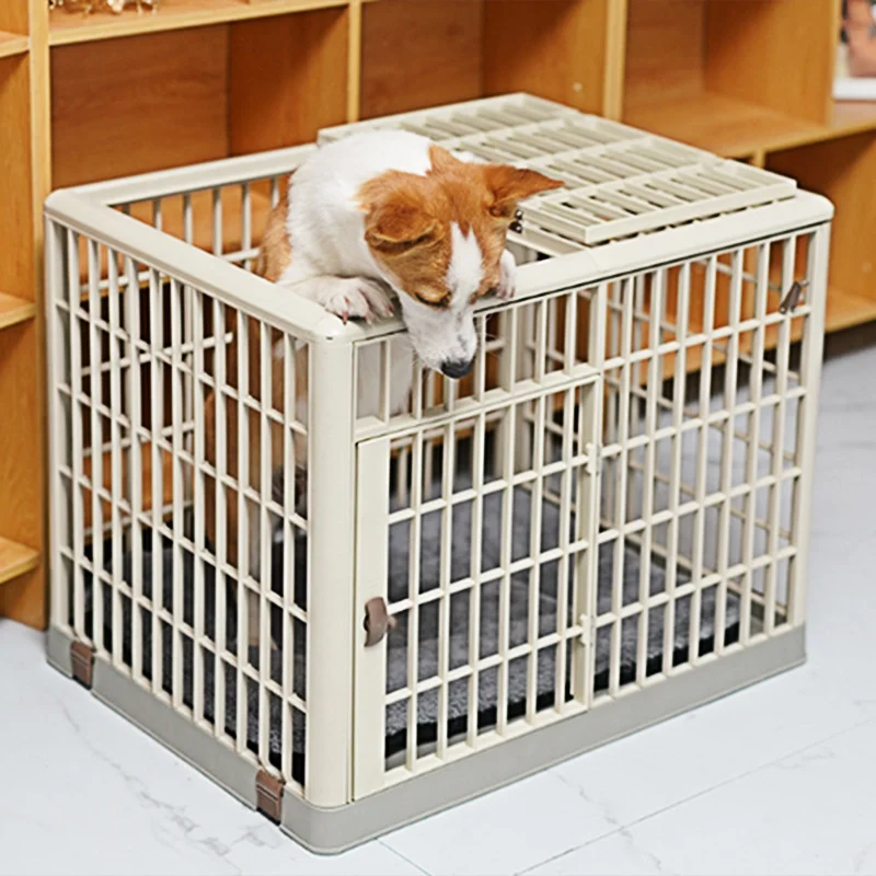 Promotion Newest Small and Medium Animal Dog Cage Resin Plastic Not Rust with Cover Dog House w Wheels Carrier Pet Cages