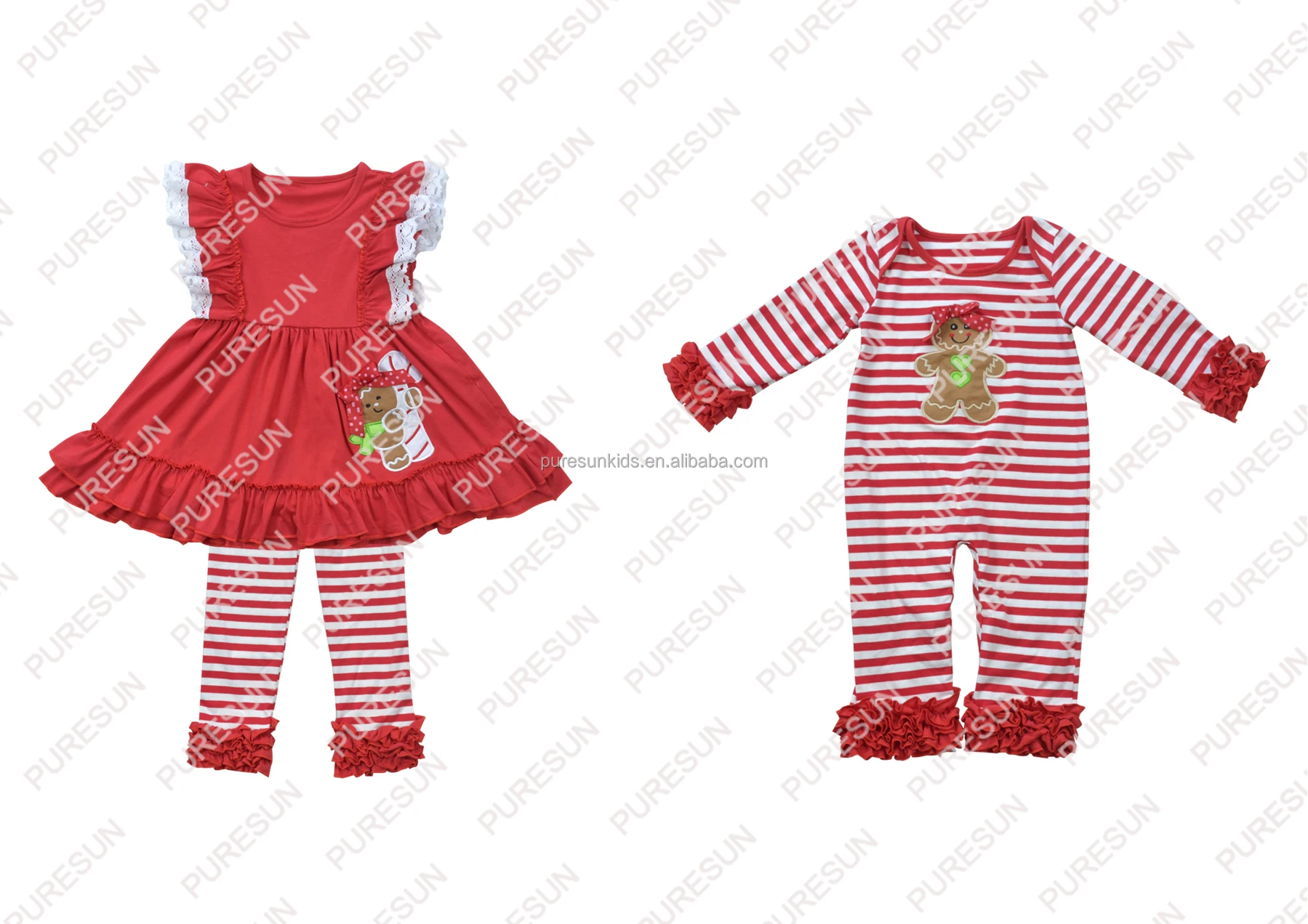 Puresun Custom Designs Smocked Baby Clothes Wholesale Red Gingham Chick