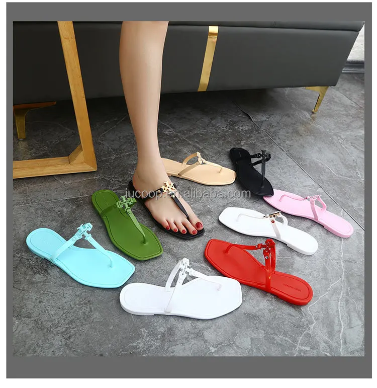 Tb Sandals Luxury Flat Metal Buckle Flip Flop For Beach Sandals For