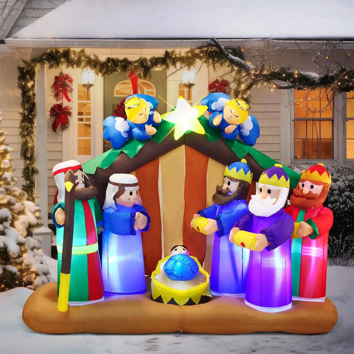 Customized Outdoor Nativity Scene with Angels Christmas Inflatable Decoration for Yard Lawn Custom Christmas Decorations