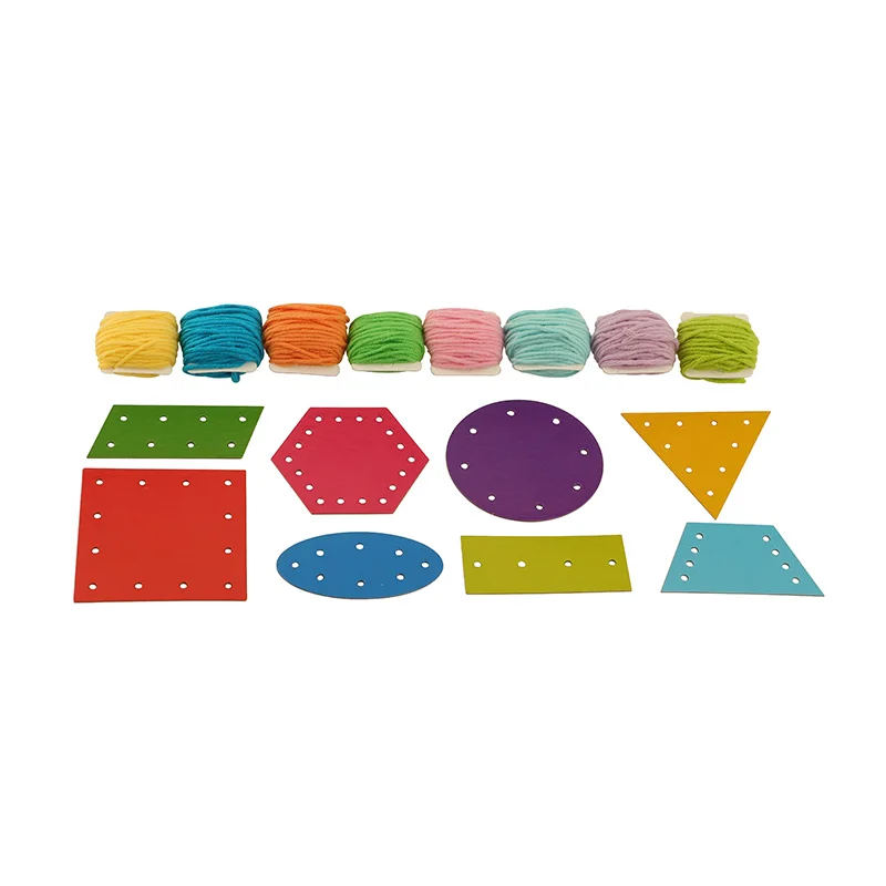 PR059  Wool Knitting Activity with Tray  Montessori Kids Wooden Educational Children Toy Practical Life Montessori