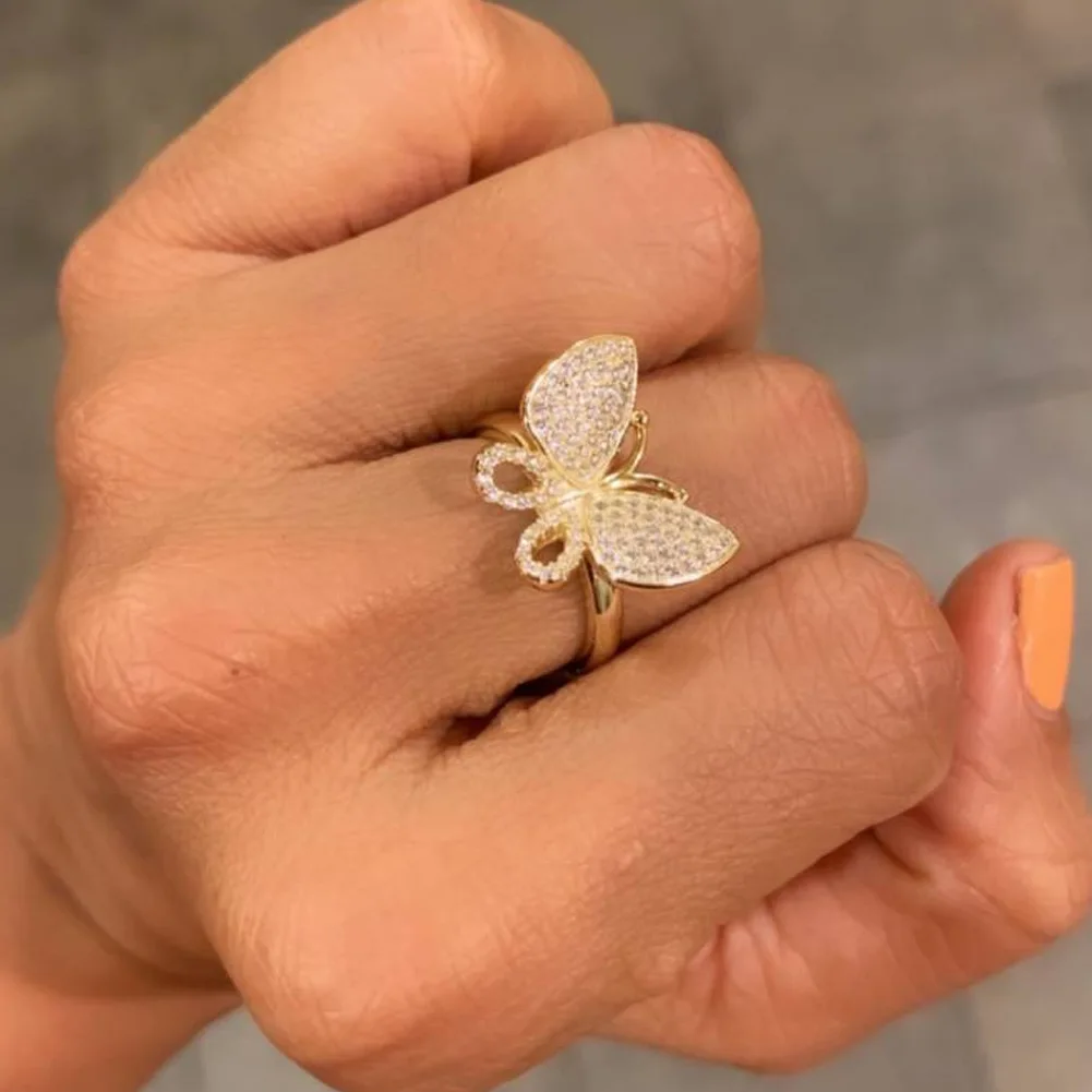 Download Wholesale Luxurious Trendy Rhinestone 3d Butterfly Adjustable Ring For Women Buy Adjustable Ring Butterfly Ring Rhinestone Ring Product On Alibaba Com