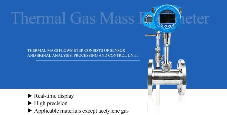 Thermal Gas Mass Flow Meter Insertion Type Flange Type Pipeline ...