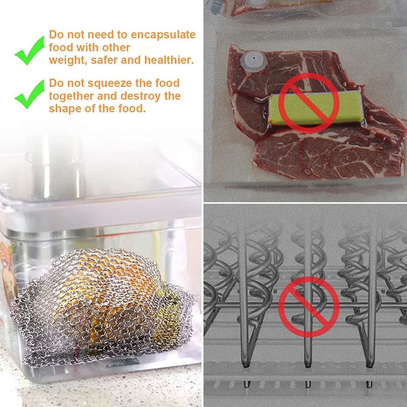 Sous Vide Sinker Weight Food Grade Stainless Steel Mesh Net Evenly Cook  Food Sous Vide Cooking Accessory Immersion Cooker Bag