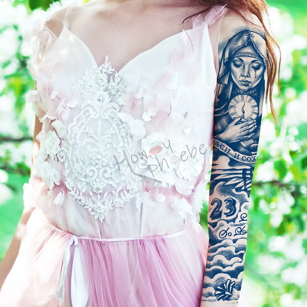 蜂蜜菲比GZQB香草果汁墨水全臂袖临时纹身贴纸纹身15天男女贴纸| Alibaba.com, image size:1000x1000