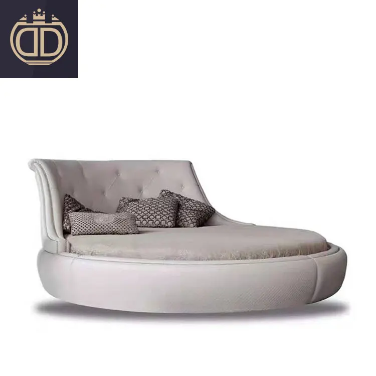 Latest Circle king Size Leather Cheap Round Shape Bed with Mattress