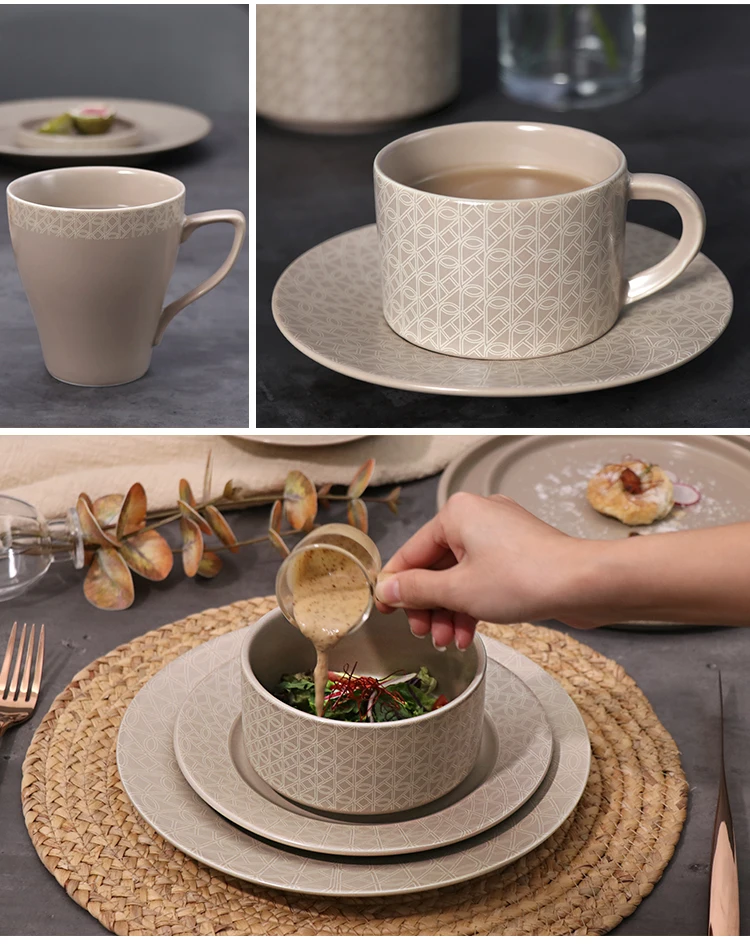 Porcelain Dinner Plate Set Dinnerware Modern Crockery Ceramic Stoneware