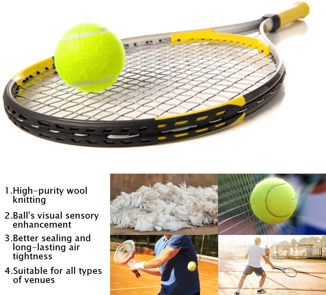 Весло мяч производитель износостойкий индивидуальный логотип Высокое качество профессиональный матч теннисный мяч желтый OEM тренировочная шерсть