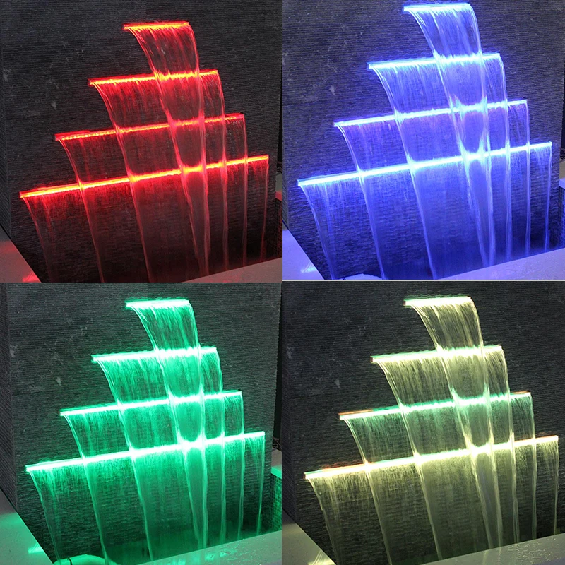 Pikes Factory Supply Pool Waterfall 7 Color Led Water Descent Garden Decoration for Sale