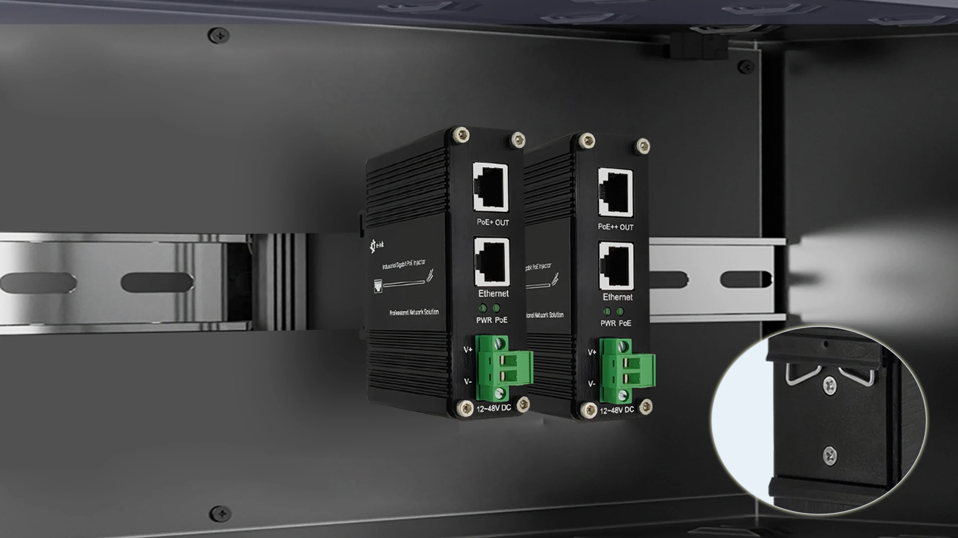 Gigabit Industrial PoE Injector High Power 802.3bt PoE Injector for Industrial Applications -40°C to 80°C