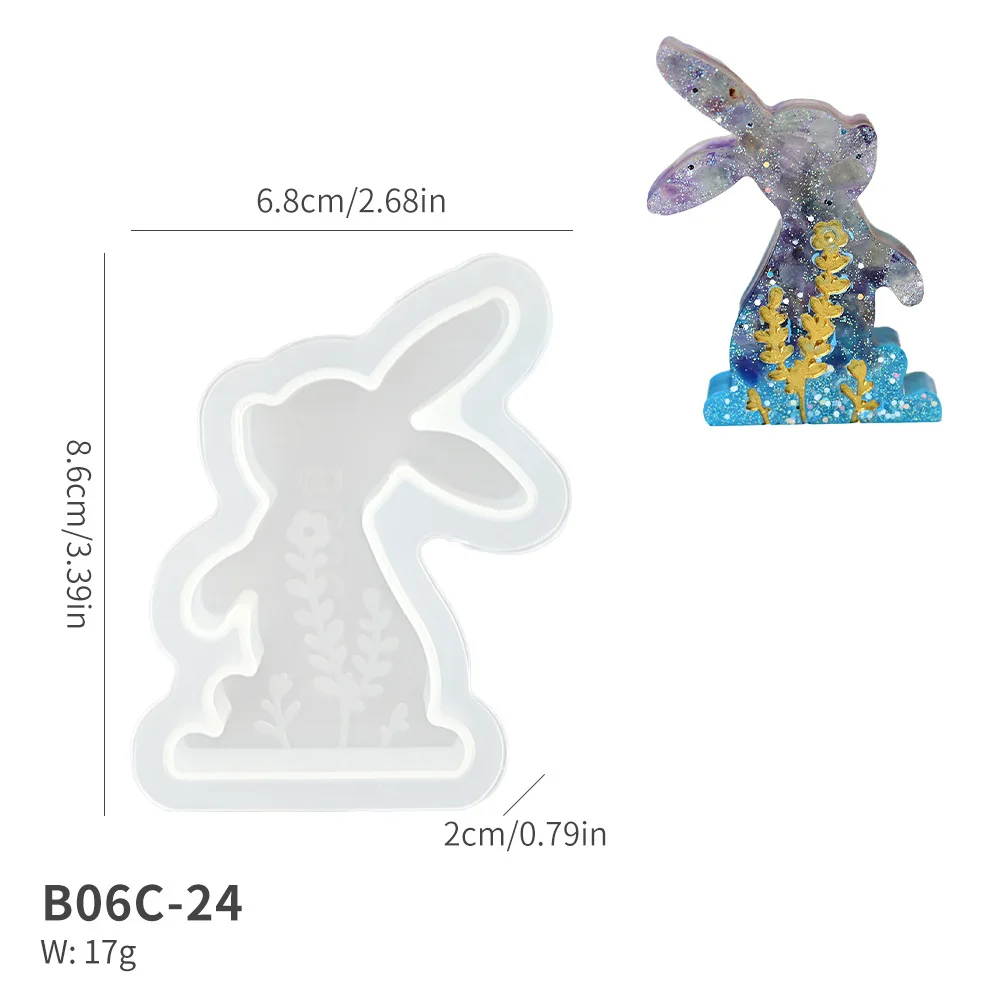 Crystal DIY Easter Bunny Scented Candle Mold Pattern Butterfly Kitten Plaster Silicone Eco-friendly Non-toxic  Silicone Mold details