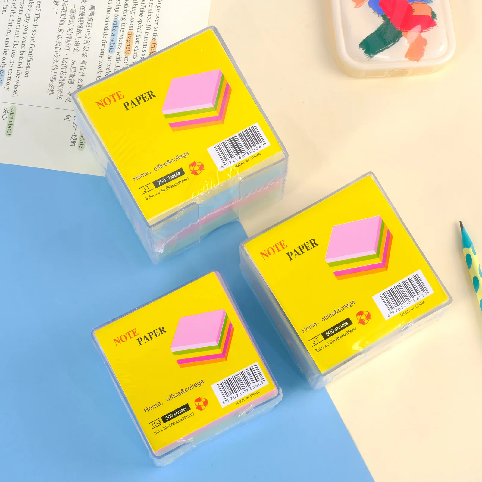 Customized Memo Cube Paper Notepads Sticky Note with Plastic Memo Holder