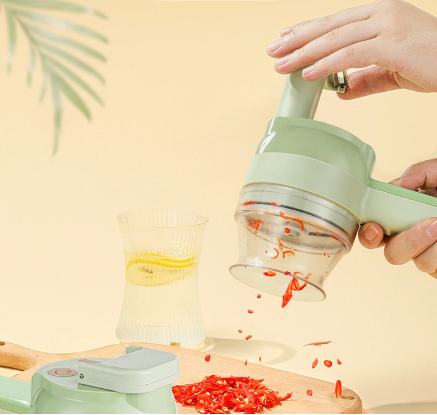 4-in-1 Electric Fruit & Vegetable Tool Set Wireless Multifunctional Garlic Masher Cabbage Cutter Meat Grinder Peel Slice Mixer