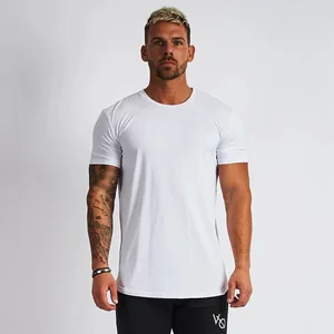 Hot Selling Plus Size Cotton Elastane Gym Short Sleeve Top Plain Sport Cotton Fitness T-shirts for Men