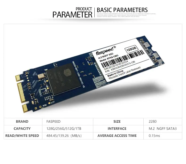 Faspeed 128GB 256GB 512GB M.2 2280 SATA III SSD for Desktop
