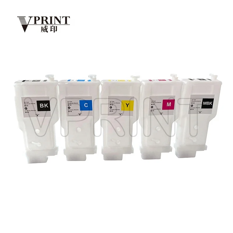 PFI-320 MBK BK C M Y Refillable Ink Cartridge with Chip for Canon TM200 TM205 TM300 TM305 Printer Parts 300ml