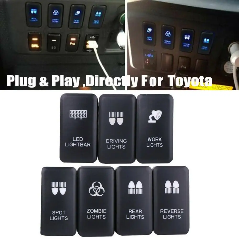 12V LED Rear Light Push Switch for Toyota Landcruiser HILUX Prado 120