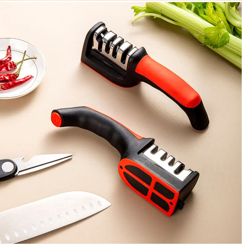 Kitchen 3/4-Segment Knife Sharpener Household Multi-Functional Hand-Held 3/4-Purpose Black Sharpening Stone