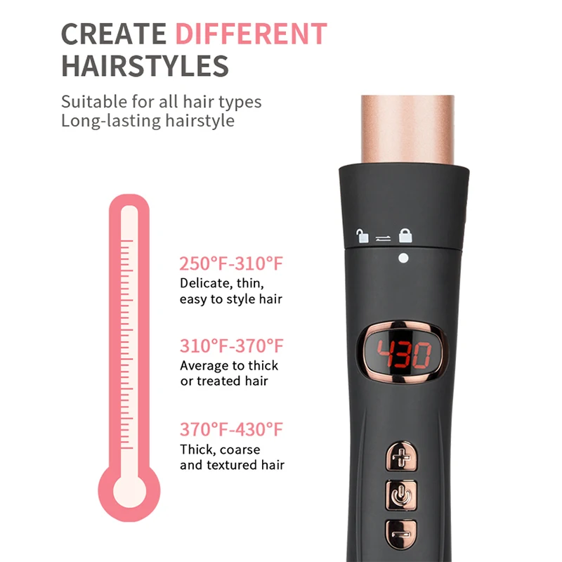 Professional Salon 6-in-1 Multifunction Interchangeable Hair Curling Wand Iron Electric Hot Curlers Automatic Rotating Household