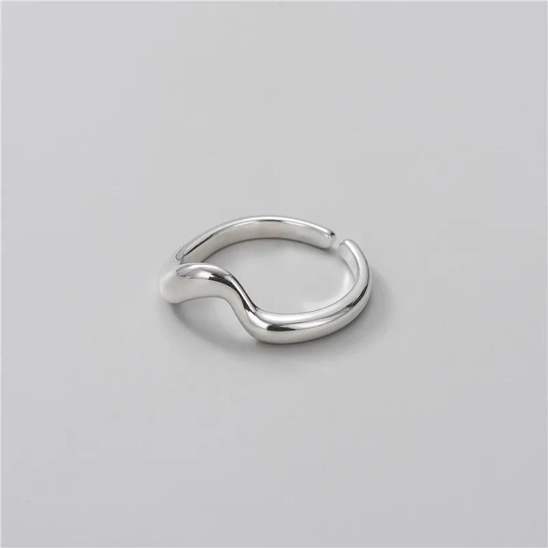 S925 Sterling Silver Color Combination Ring Waves Open Ring For