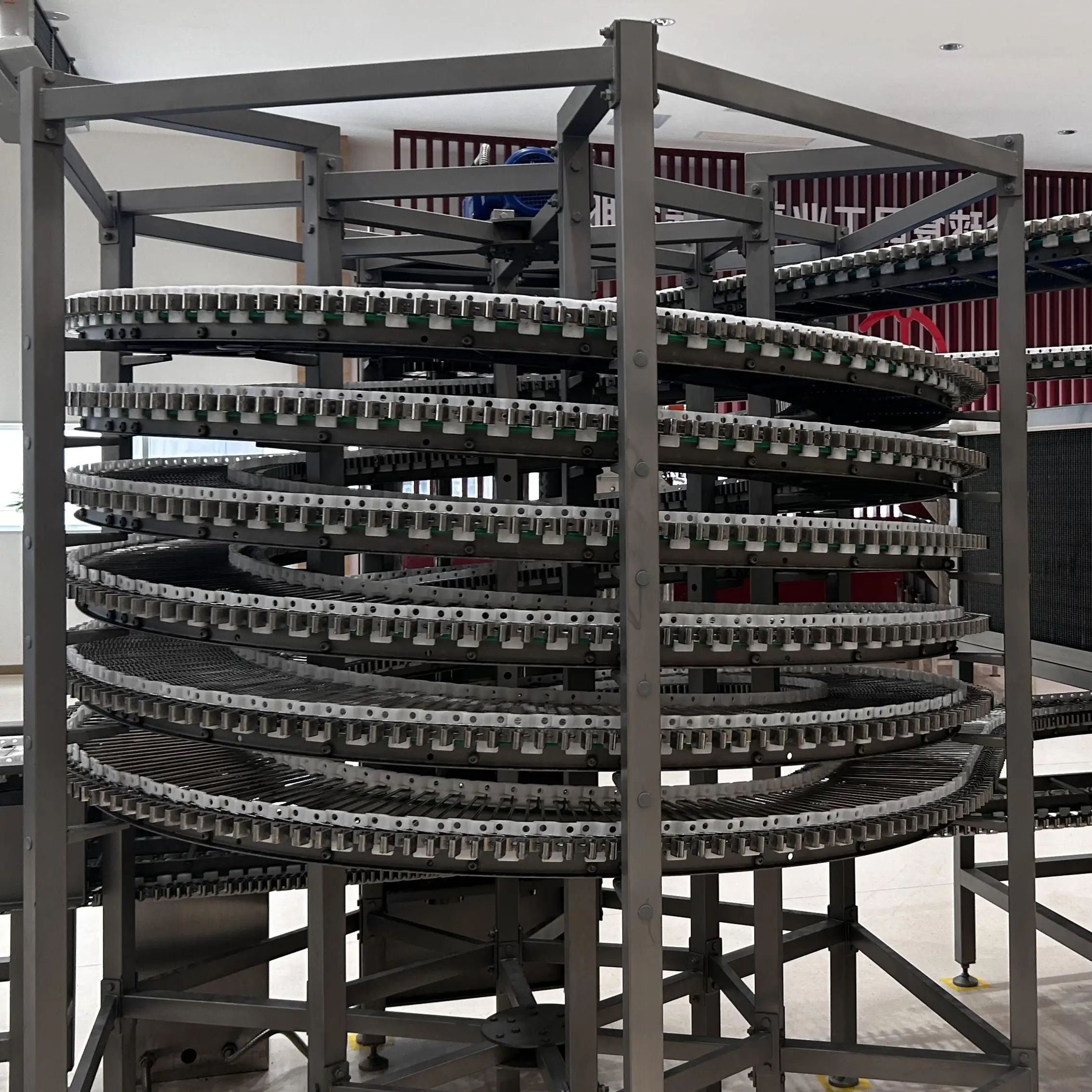 High productivity automatic motor driven spiral freezer for slaughterhouses