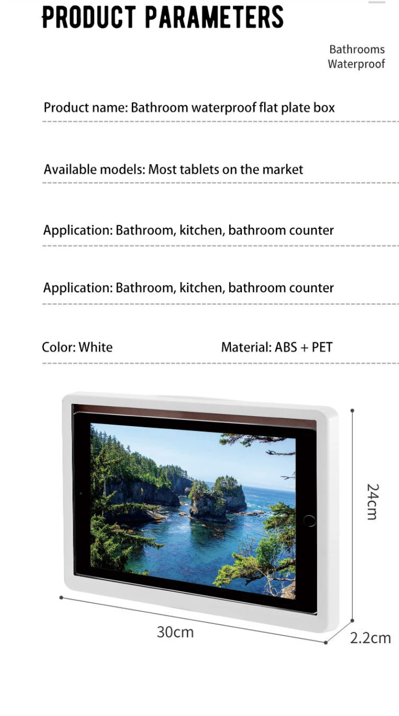 Hermetically Sealed Anti Fog Wall Mounted Tablet Case 360 Rotabale