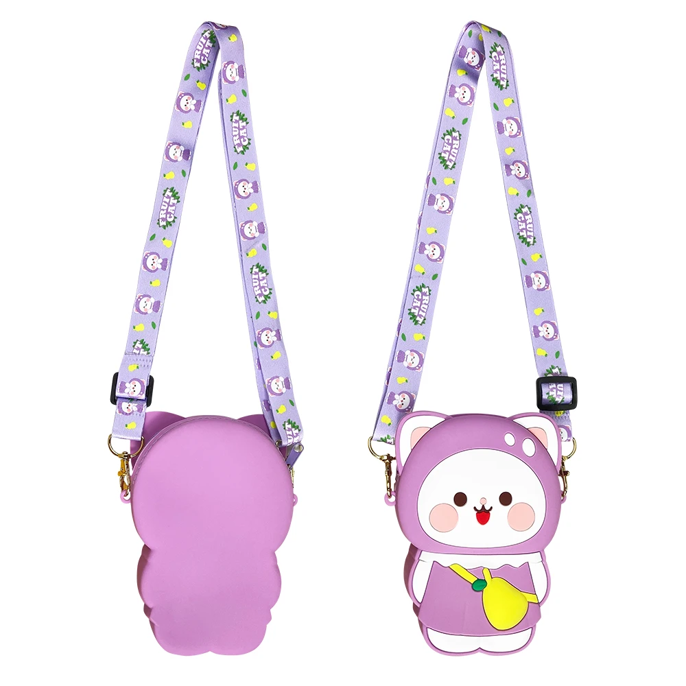 Manufacturer-Sourced New Trend Customizable Flower Rabbit Cat Fruit Silicone Bag with Zipper Closure Children's Shoulder Bag