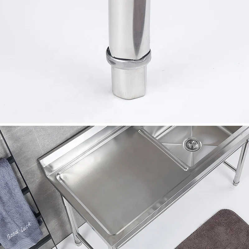 Durable Stainless Steel Washing Sink With Drainboard Hot Sale Stainless Steel Commercial Kitchen Sink
