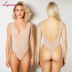 New Fashion DEEP PLUNGE BODYSUIT Built-in Shapewear Deep-v Neck Thong Bodysuit