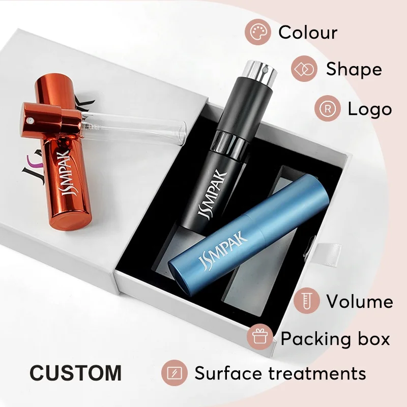 Mini Refillable Portable Travel 5ml 10ml Twist Aluminium Pump Sprayer Perfume & Essential Oil Refill Bottle