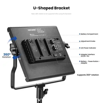 3200-5600K CRI 96+ Dimmable Light With U Bracket and Barndoor NEEWER 2 Pack Bi Color 660 LED Video Light and Stand Kit detail image