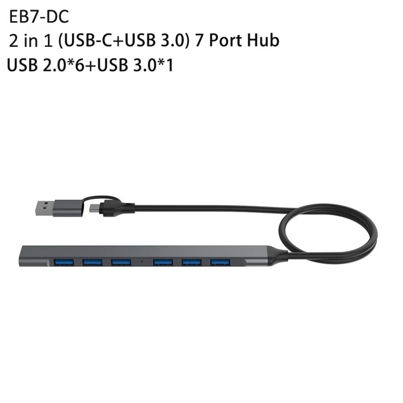Chinese factory supplier supply  Aluminum Dual Connector Usb3.0+type C 7 In 1 Hub Charging Station For Multiple Devices Usb 2.0 Hub - Buy Usb C Hub Antiak 7 In 1 2 X Usb 3.0 Poort Reader Sd Kaartlezer Usb C Hub usb C Hub 7 In 1 Type C Usb C Hub Adapter 7 In 1 Usb Hub Usb 3.0 Hub