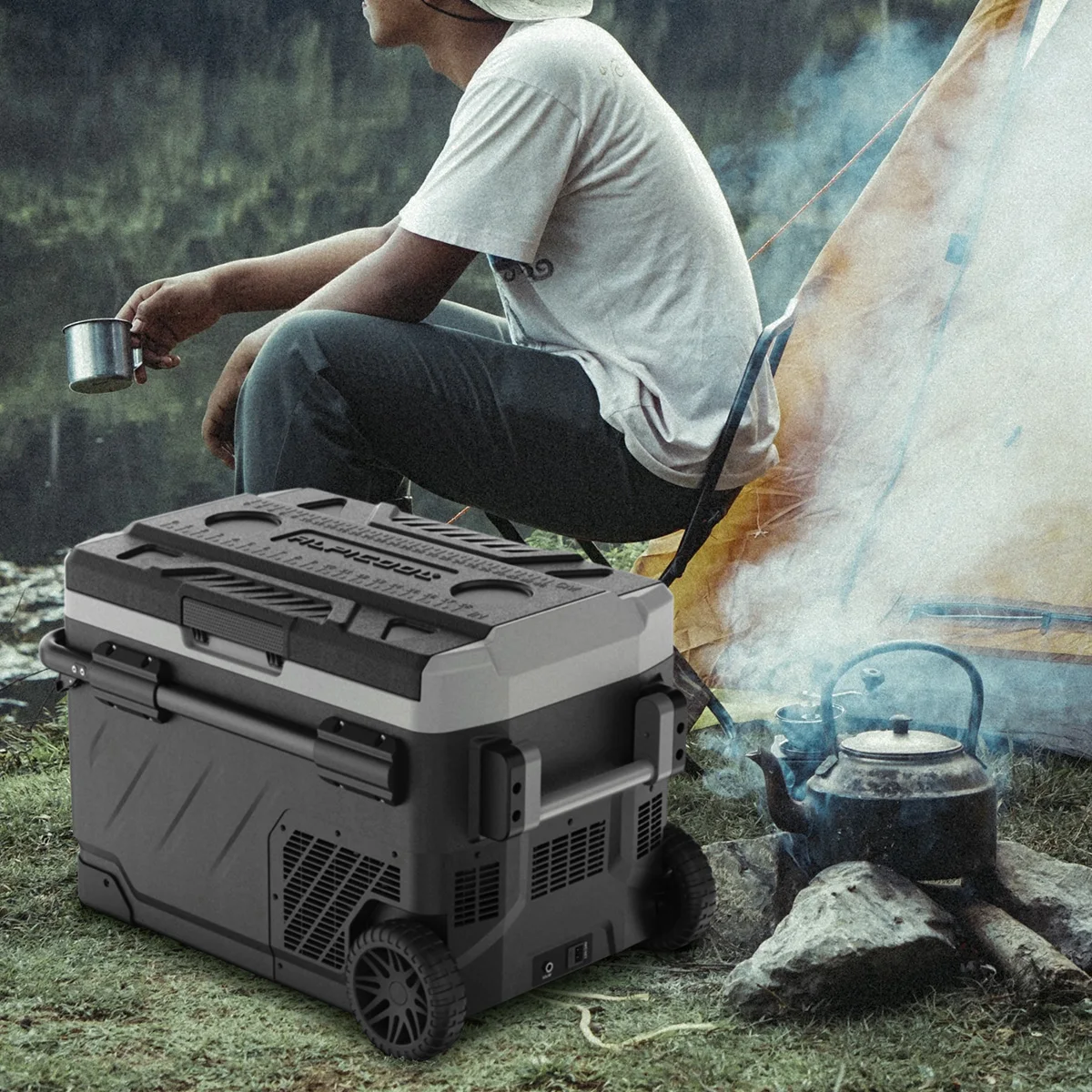 Alpicool ZGW Dual-zone Dual Control ABS Plastic Effective Cooling Mini Outdoor Camping Fridge Portable Refrigerator for Car