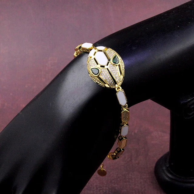 Fashion Snake Head Bracelet with Enamel Elegant Bangles and Bracelets Collection