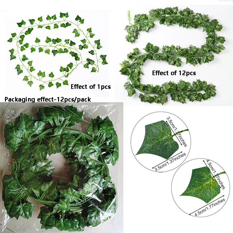 84 Feet 12 Strands Artificial Leaf Plants Hanging Garland Ivy Vines For