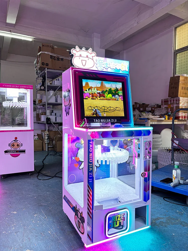 New Commercial Kidsren's Lucky Turntable Pendant Game Machine Metal Board Material Clip Doll Keychain Set Cow Clip Machine