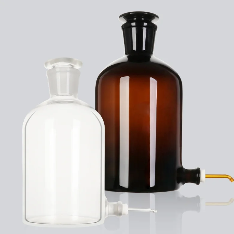 2500ml 5000ml 10000ml 20000ml Clear Amber Laboratory Reagent Perfume Use Ground Glass Bottle With Glass Stopper Lid and Tap