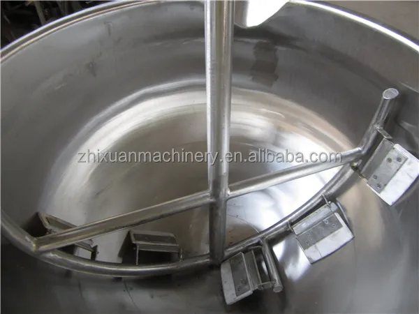 ミキサー付き500lダブルジャケットケトル調理鍋攪拌ジャムジャケット