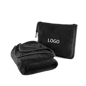 Wholesale Foldable Travel Blanket 4 in 1 Pillow Flannel Travel Pillow Lightweight Blanket with logo