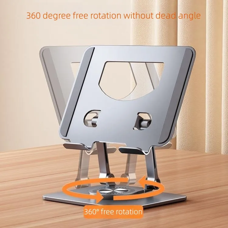 Universal 360 Degree Rotating Base Adjustable Aluminum Alloy Folding Riser Rotated Tablet Stand for iPad