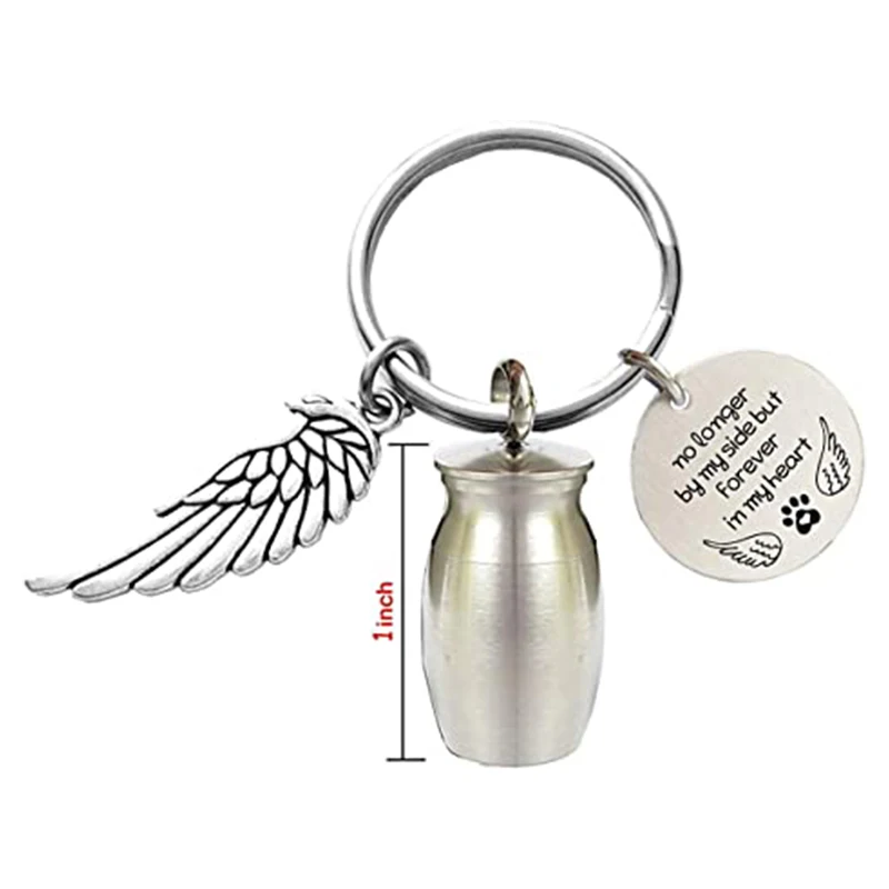 Mini Cremation Urn Keychain with Wing for Memorial Ashes Holder Keyring Keepsake Dog Cat Pets Human Jewelry Gift for Women Men