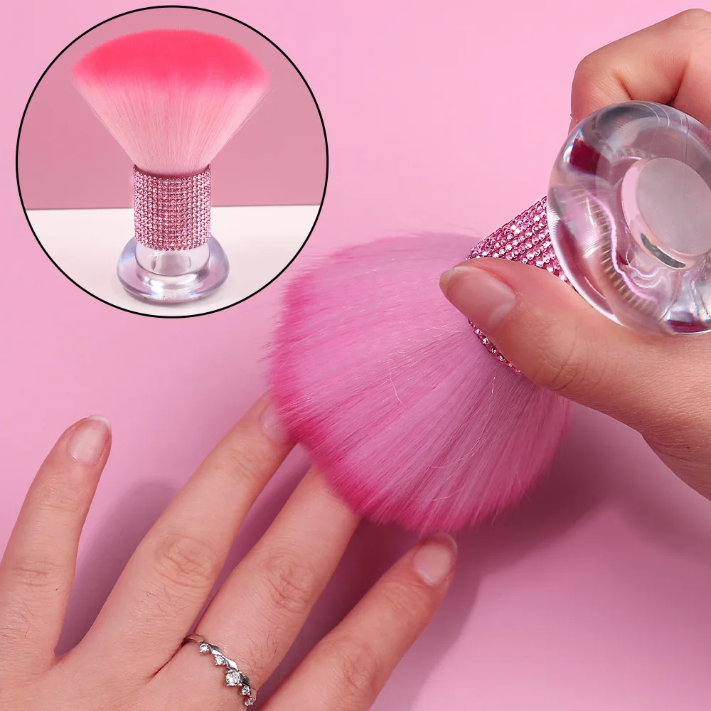 Diamond-Encrusted Multi-Functional Makeup Brush Popular Manicure Dust Nail Supplies Loose Powder Cleaning Tool Mushroom Plastic