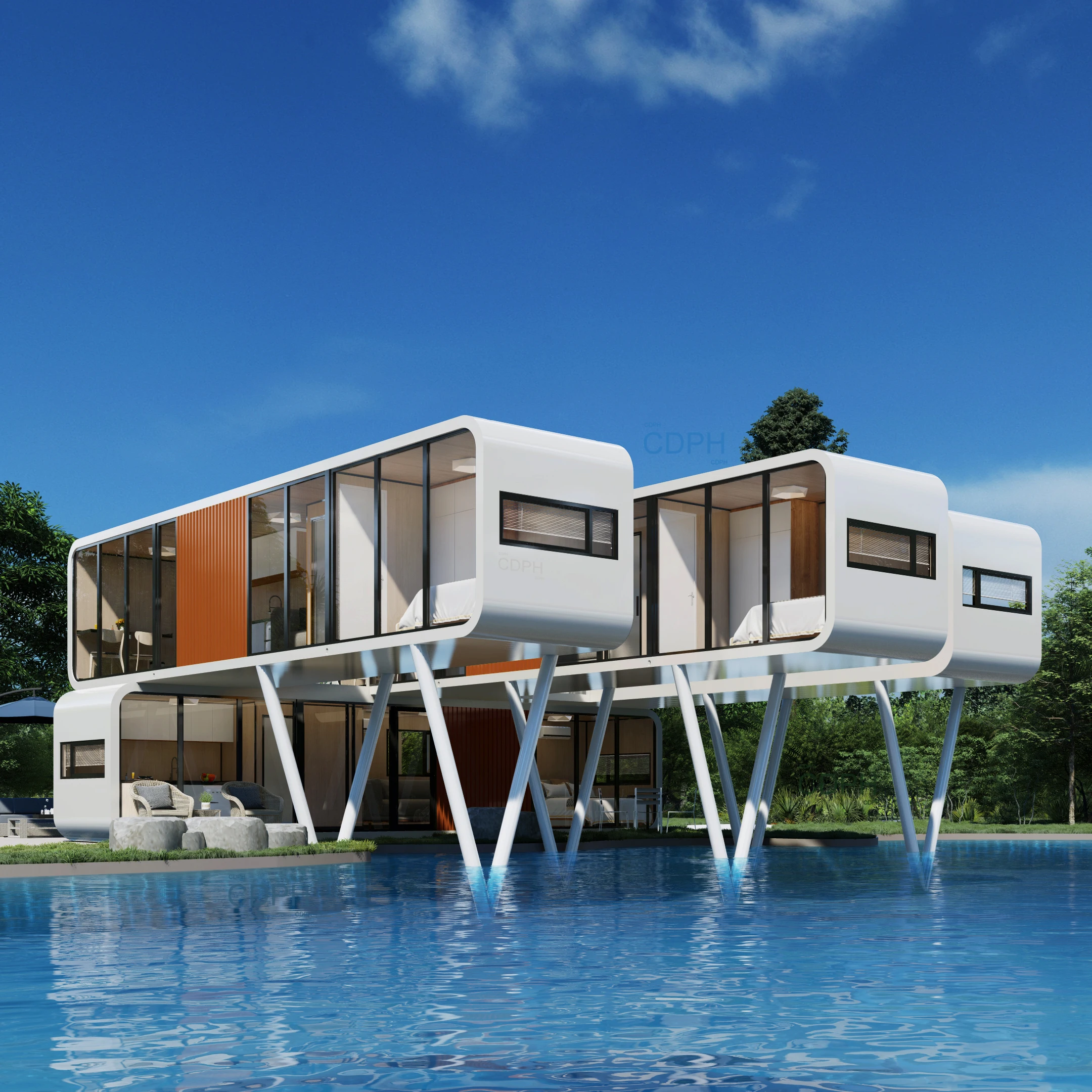 Modern Design Prefab Steel Container Home Detachable Living Room Garden Pod for Hotels or Sale as Apple Cabin