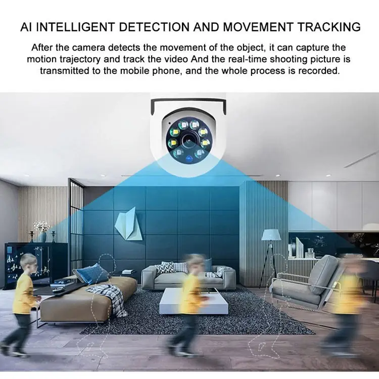 ABE HD 1080P night vision bulb camera indoor automatic tracking security baby 90 degree 360 degree camera PTZ WiFi bulb camera