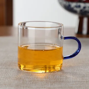 100ml 120ml high borosolicate handmade single layer glass tea cup with handle