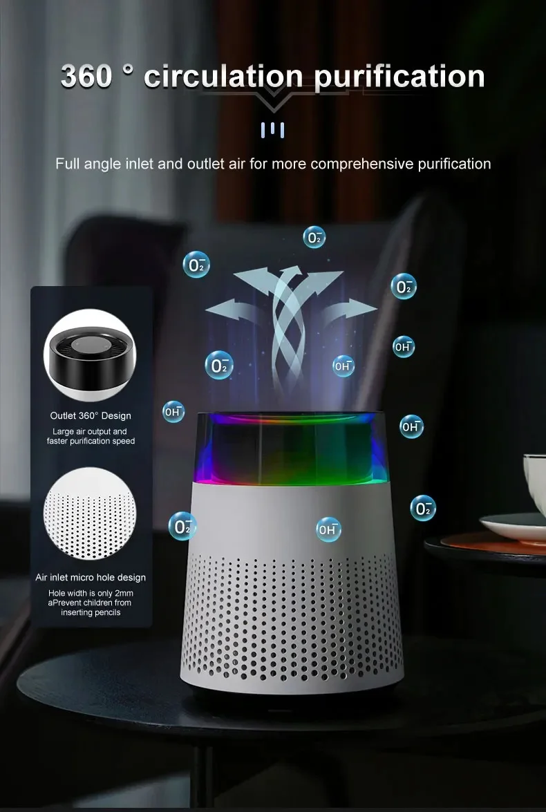 Aromacare Low Noise Quality Monitoring Small Portable Usb Desktop Air