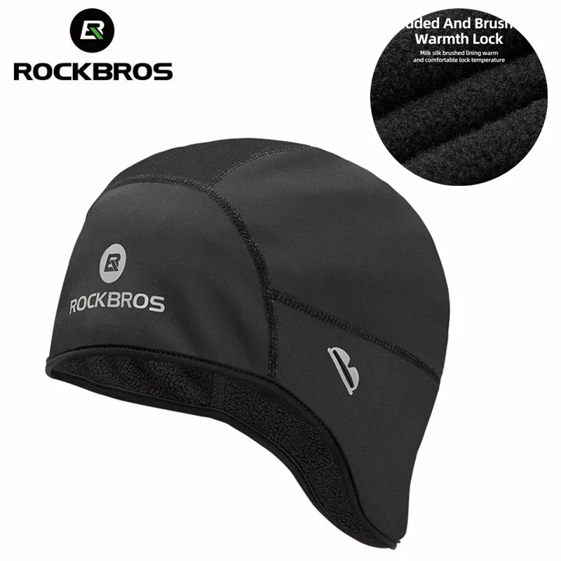 ROCKBROS Winter Warm Fleece Cycling Caps Outdoor Sports Windproof Bicycle Hat Cycling Cap Headwear