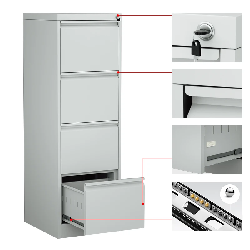 Factory Office 2 3 4 Drawer Cabinet Metal Storage Cabinet Lockable 4 Drawer File Cabinet Steel, Home Office Knock Down
