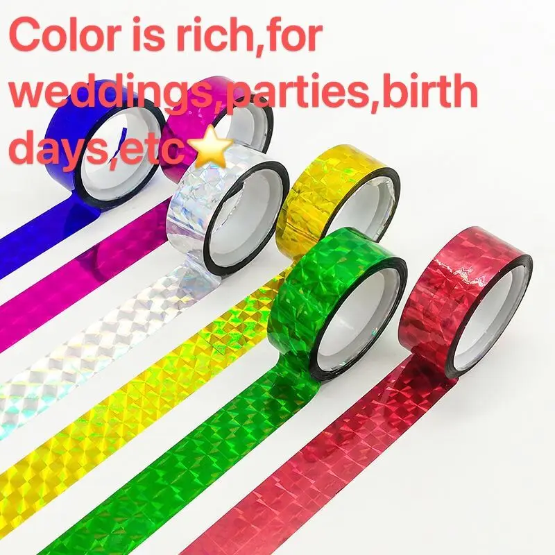 Gold/Silver Colorful Reflective Tape for Wedding DIY Decoration Gift Box Children Laser Tape